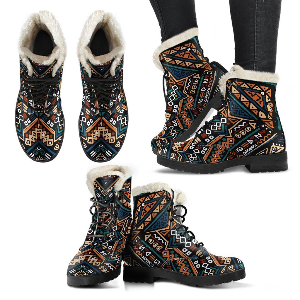 Boho Tribal Aztec Pattern Print Comfy Boots GearFrost