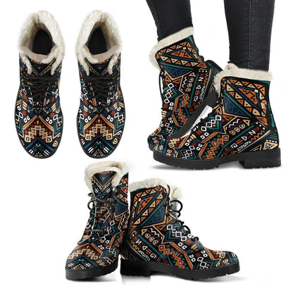 Boho Tribal Aztec Pattern Print Comfy Boots GearFrost