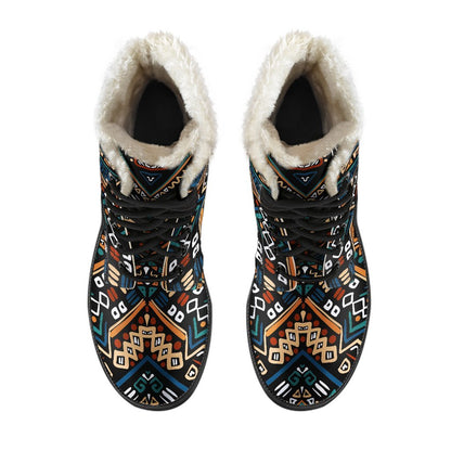 Boho Tribal Aztec Pattern Print Comfy Boots GearFrost