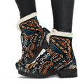 Boho Tribal Aztec Pattern Print Faux Fur Leather Boots
