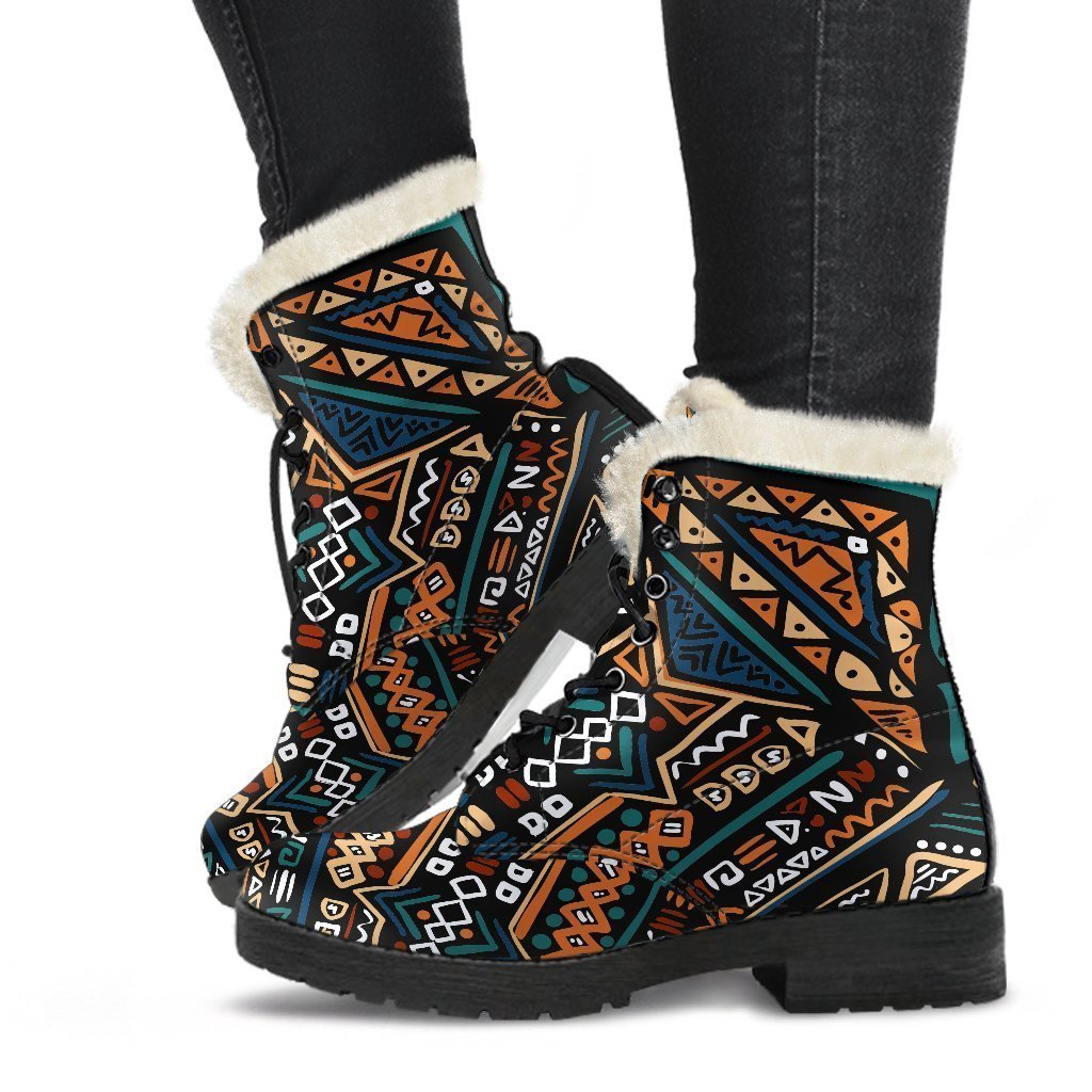Boho Tribal Aztec Pattern Print Comfy Boots GearFrost
