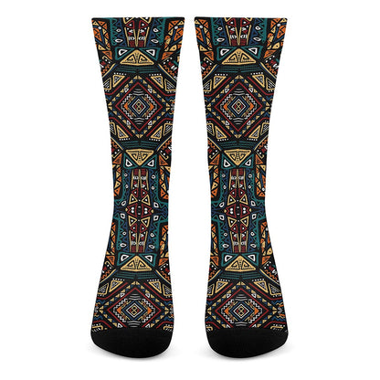 Boho Tribal Aztec Pattern Print Crew Socks