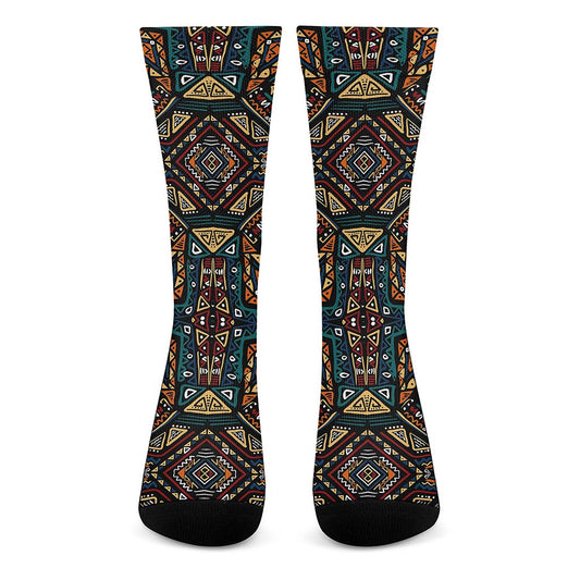 Boho Tribal Aztec Pattern Print Crew Socks