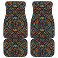 Boho Tribal Aztec Pattern Print Front and Back Car Floor Mats