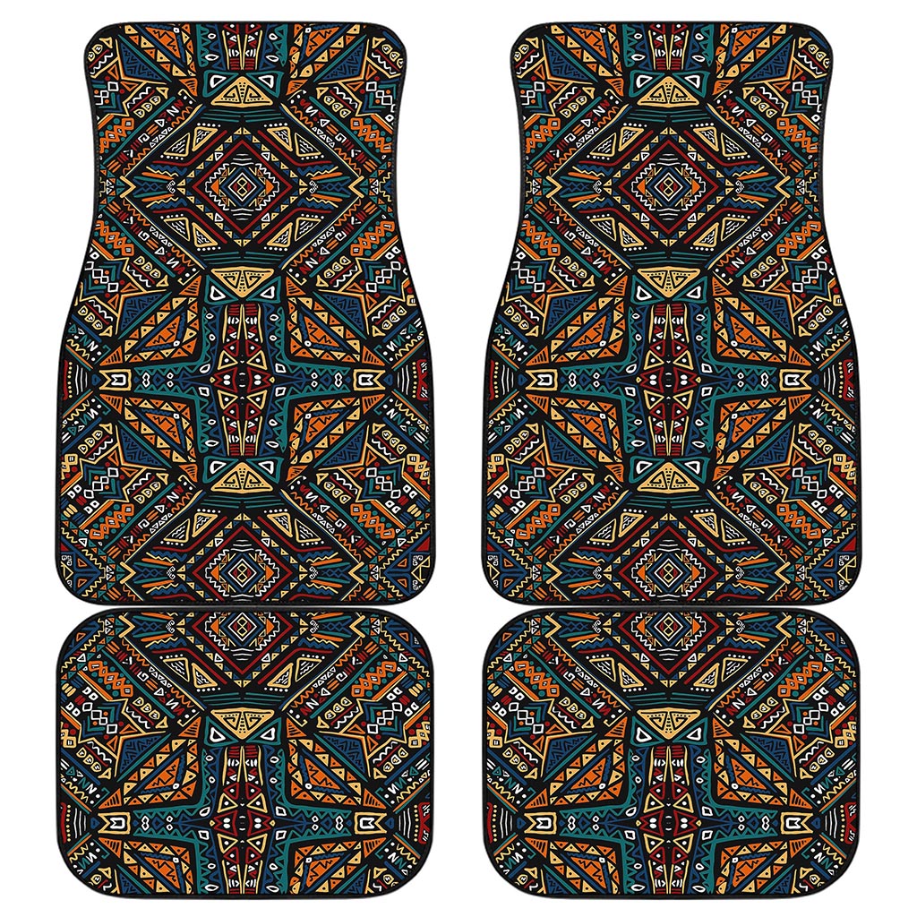Boho Tribal Aztec Pattern Print Front and Back Car Floor Mats