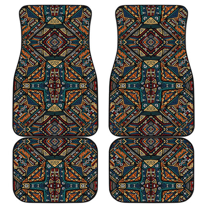 Boho Tribal Aztec Pattern Print Front and Back Car Floor Mats