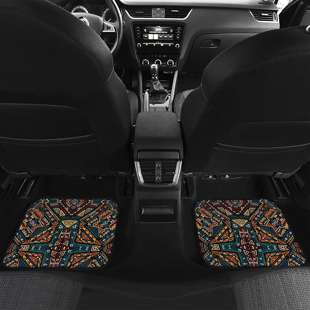 Boho Tribal Aztec Pattern Print Front and Back Car Floor Mats