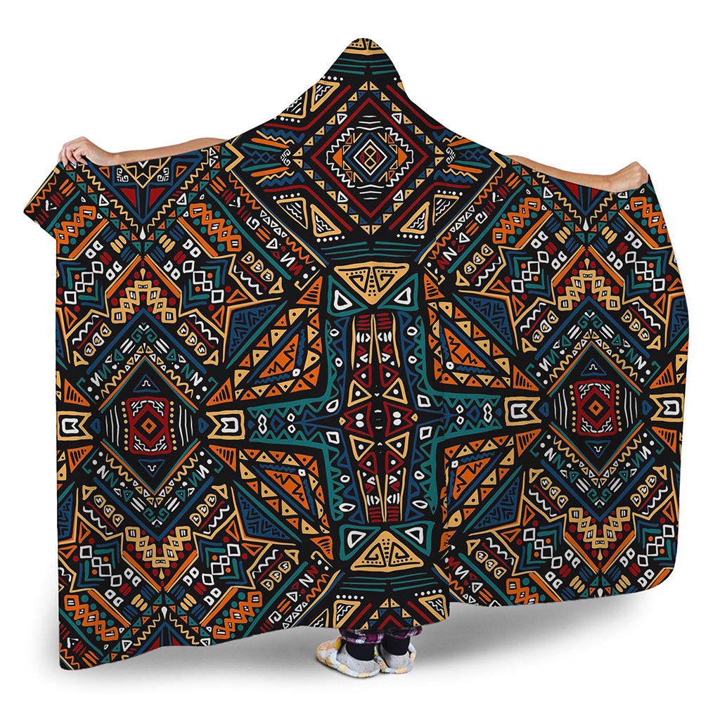 Boho Tribal Aztec Pattern Print Hooded Blanket