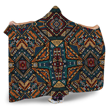 Boho Tribal Aztec Pattern Print Hooded Blanket