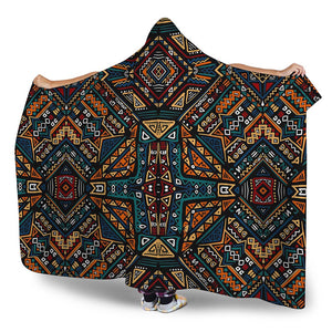 Boho Tribal Aztec Pattern Print Hooded Blanket
