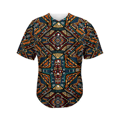 Boho Tribal Aztec Pattern Print Men's Baseball Jersey