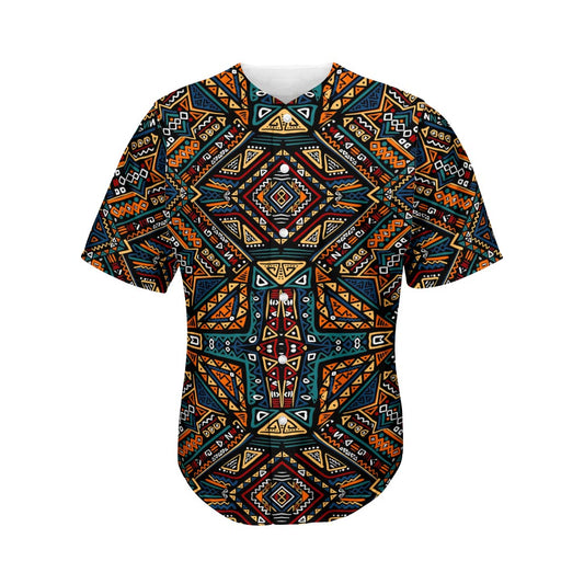 Boho Tribal Aztec Pattern Print Men's Baseball Jersey