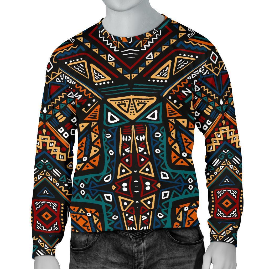 Boho Tribal Aztec Pattern Print Men's Crewneck Sweatshirt GearFrost