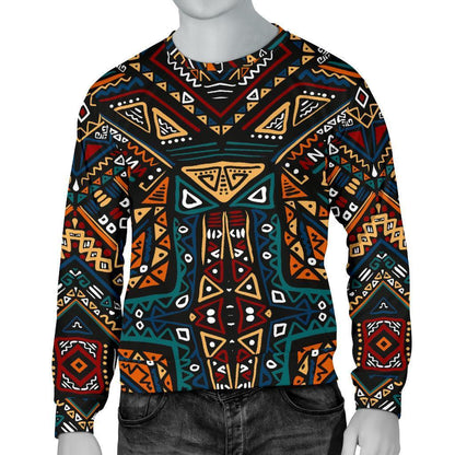 Boho Tribal Aztec Pattern Print Men's Crewneck Sweatshirt GearFrost