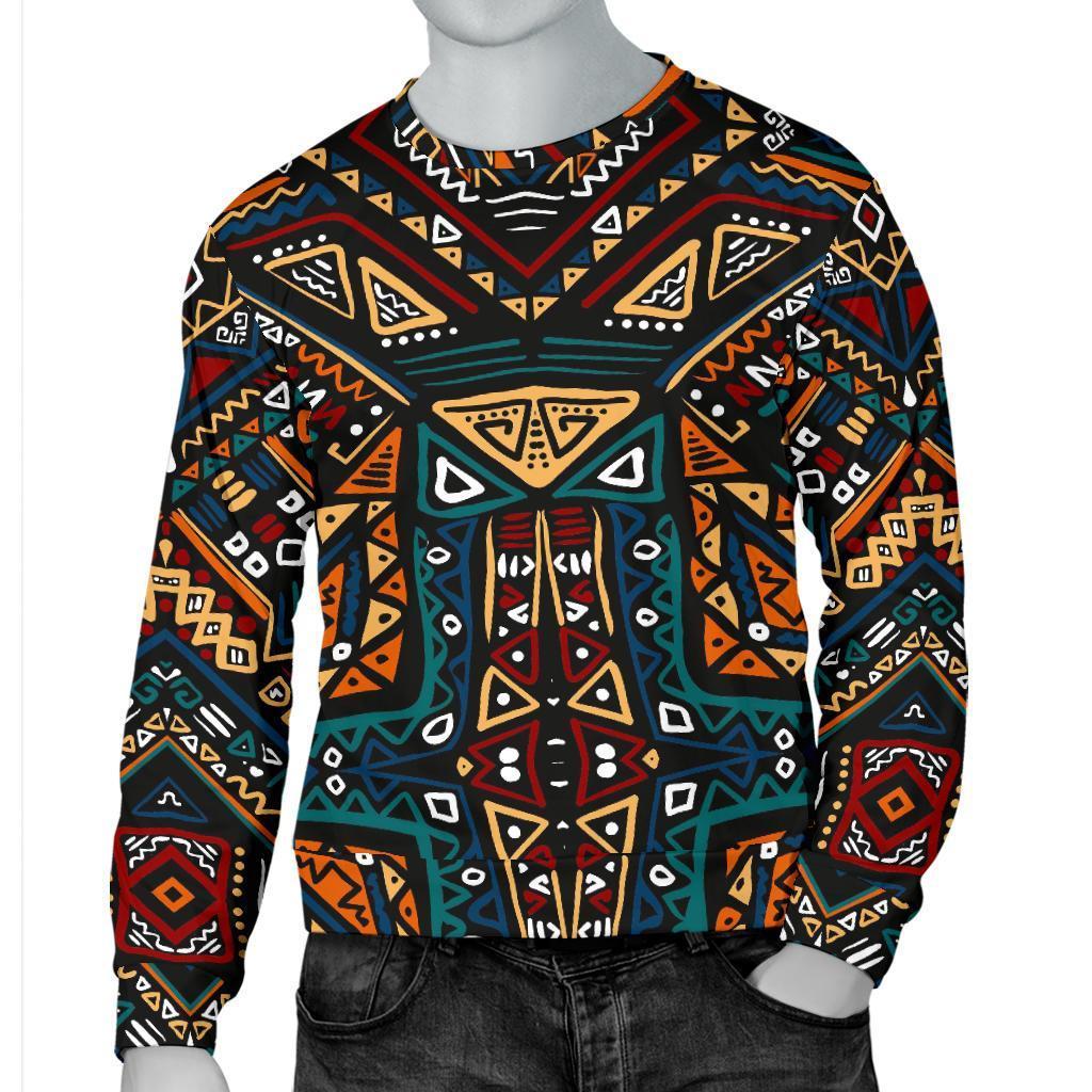 Boho Tribal Aztec Pattern Print Men's Crewneck Sweatshirt GearFrost