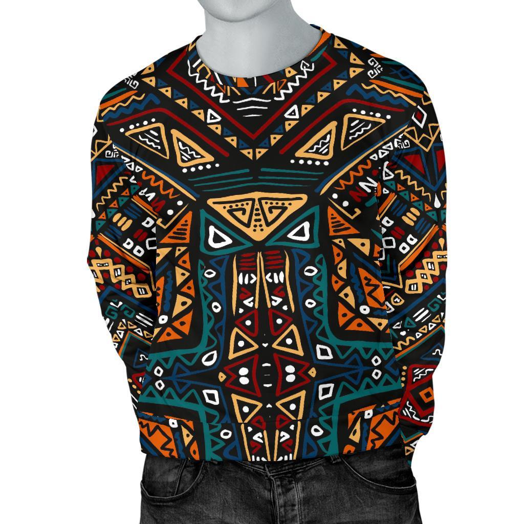 Boho Tribal Aztec Pattern Print Men's Crewneck Sweatshirt GearFrost