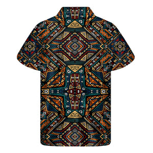 Boho Tribal Aztec Pattern Print Men's Short Sleeve Shirt