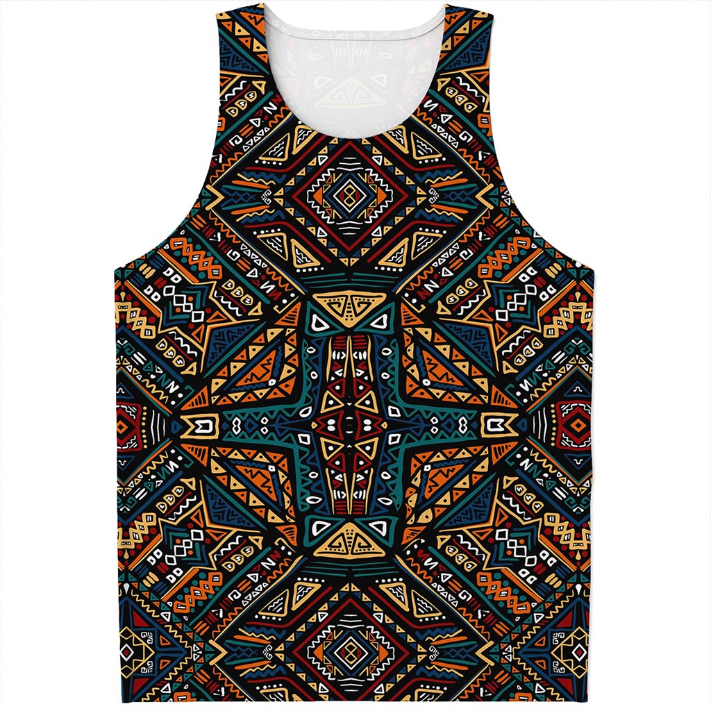 Boho Tribal Aztec Pattern Print Men's Tank Top