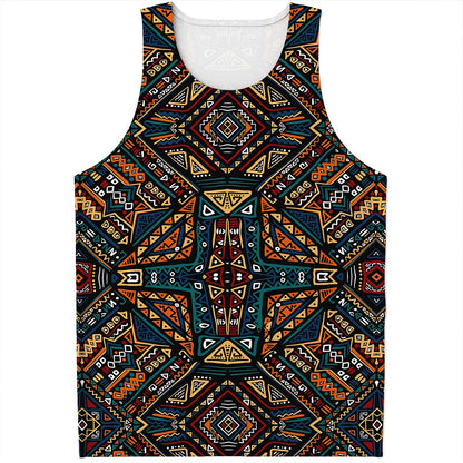 Boho Tribal Aztec Pattern Print Men's Tank Top