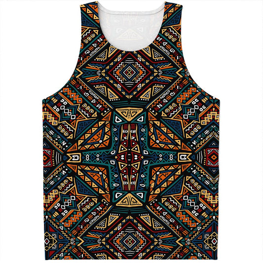 Boho Tribal Aztec Pattern Print Men's Tank Top