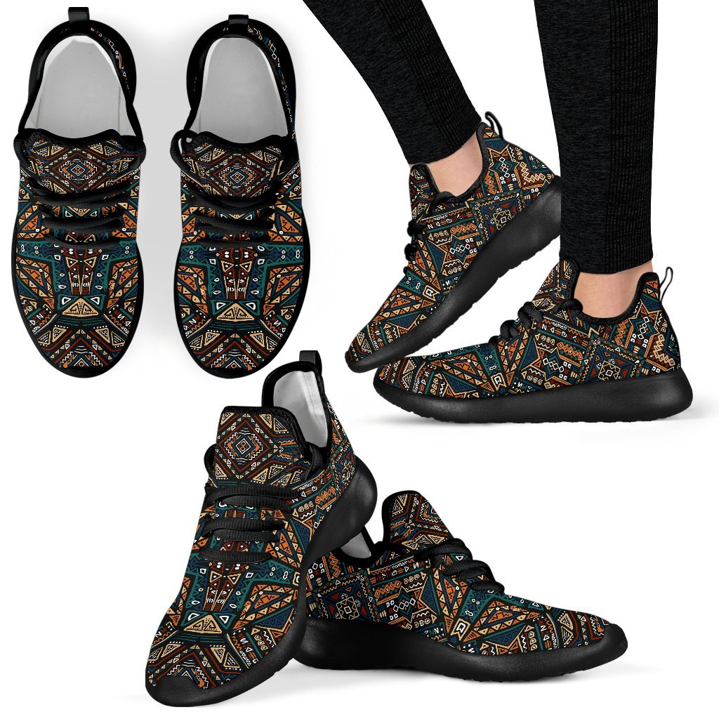 Boho Tribal Aztec Pattern Print Mesh Knit Shoes GearFrost