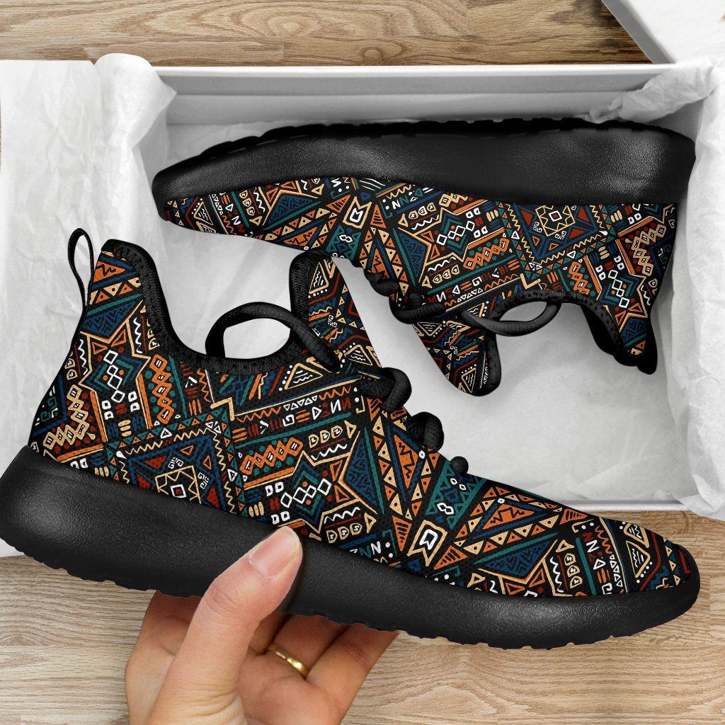 Boho Tribal Aztec Pattern Print Mesh Knit Shoes GearFrost