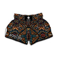 Boho Tribal Aztec Pattern Print Muay Thai Boxing Shorts