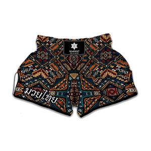 Boho Tribal Aztec Pattern Print Muay Thai Boxing Shorts
