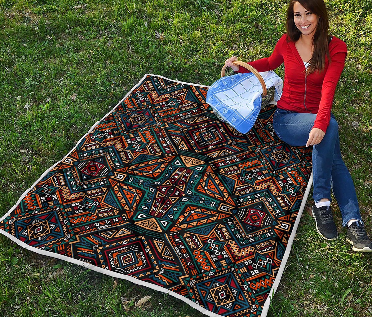 Boho Tribal Aztec Pattern Print Quilt