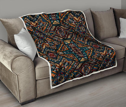 Boho Tribal Aztec Pattern Print Quilt