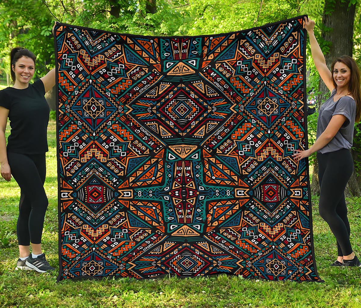 Boho Tribal Aztec Pattern Print Quilt