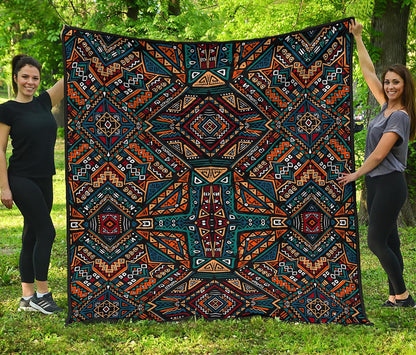 Boho Tribal Aztec Pattern Print Quilt