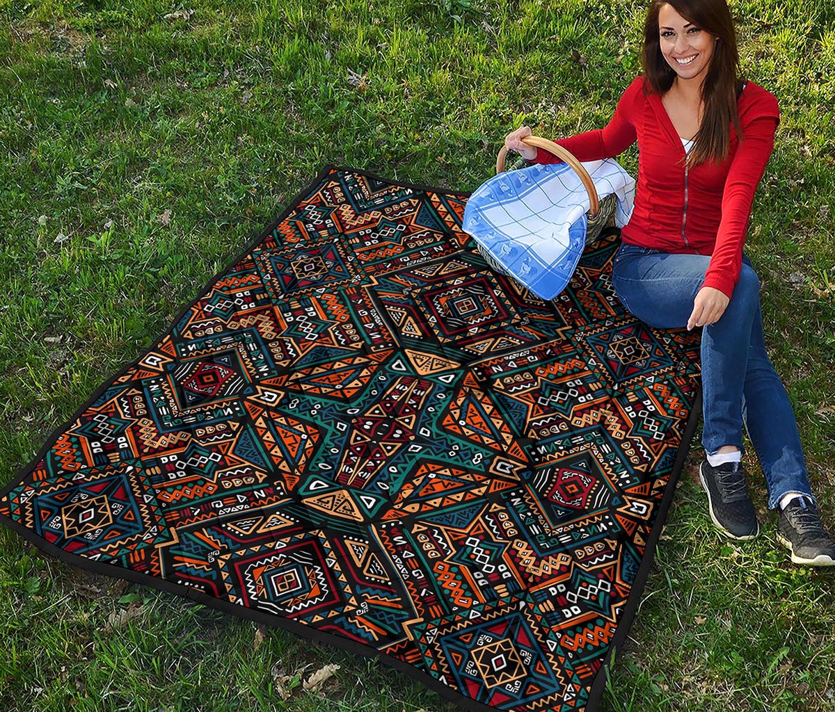 Boho Tribal Aztec Pattern Print Quilt