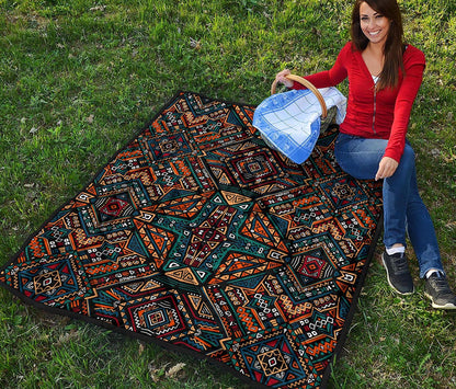 Boho Tribal Aztec Pattern Print Quilt
