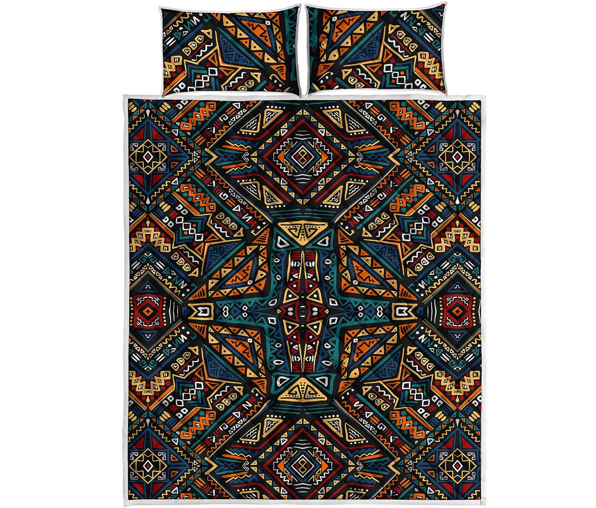 Boho Tribal Aztec Pattern Print Quilt Bed Set