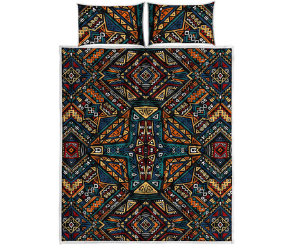 Boho Tribal Aztec Pattern Print Quilt Bed Set