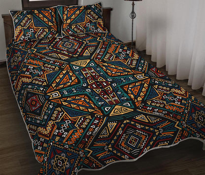 Boho Tribal Aztec Pattern Print Quilt Bed Set