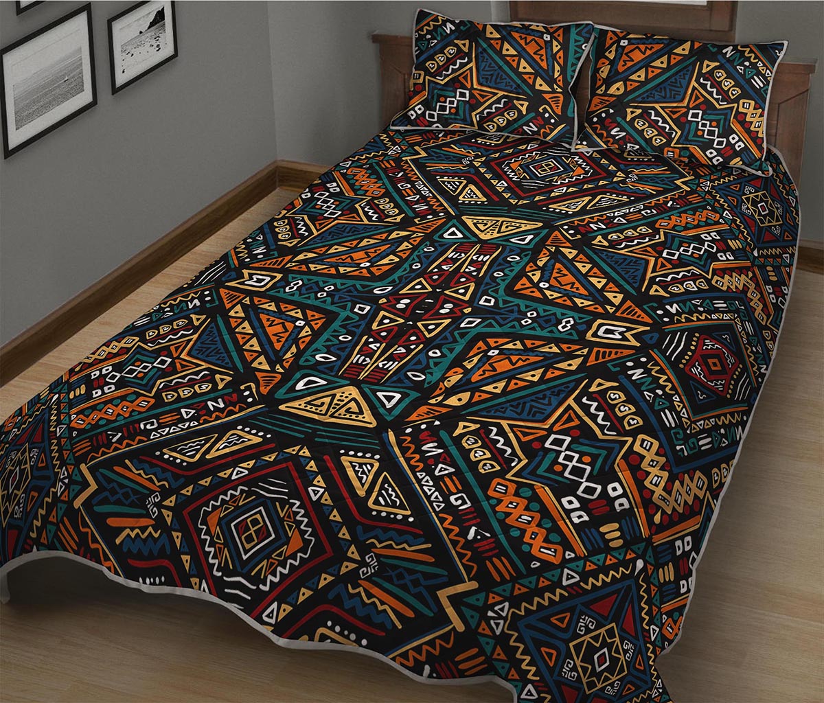 Boho Tribal Aztec Pattern Print Quilt Bed Set