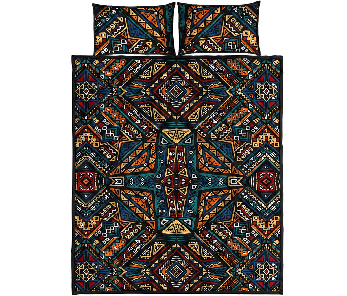 Boho Tribal Aztec Pattern Print Quilt Bed Set