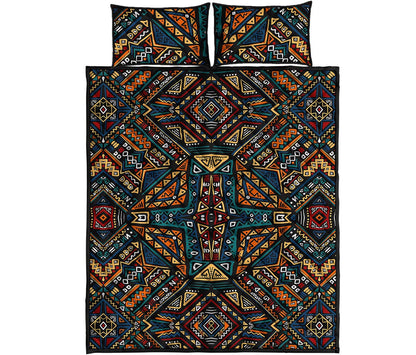 Boho Tribal Aztec Pattern Print Quilt Bed Set