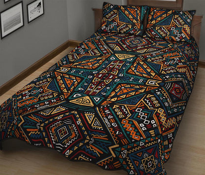 Boho Tribal Aztec Pattern Print Quilt Bed Set