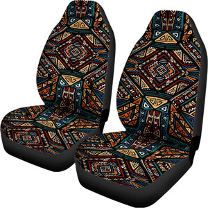 Brown Boho Chic Car Seat Covers Pair (2), Bohemian Aztec Front Brown Boho Chic Car Seat Covers Pair (2), Bohemian Aztec Front