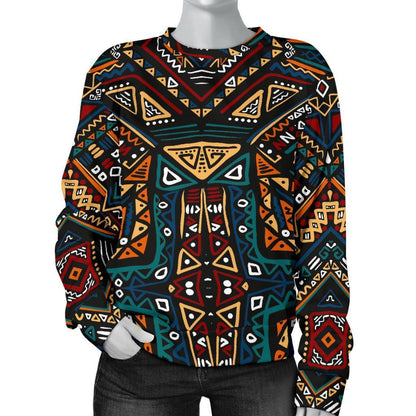 Boho Tribal Aztec Pattern Print Women's Crewneck Sweatshirt GearFrost