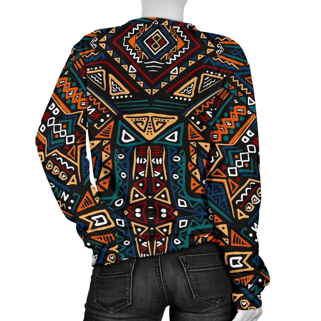 Boho Tribal Aztec Pattern Print Women's Crewneck Sweatshirt GearFrost