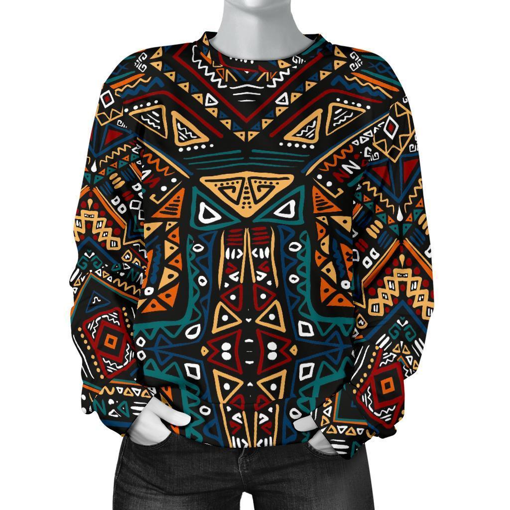 Boho Tribal Aztec Pattern Print Women's Crewneck Sweatshirt GearFrost
