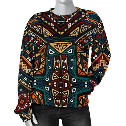 Boho Tribal Aztec Pattern Print Women's Crewneck Sweatshirt GearFrost