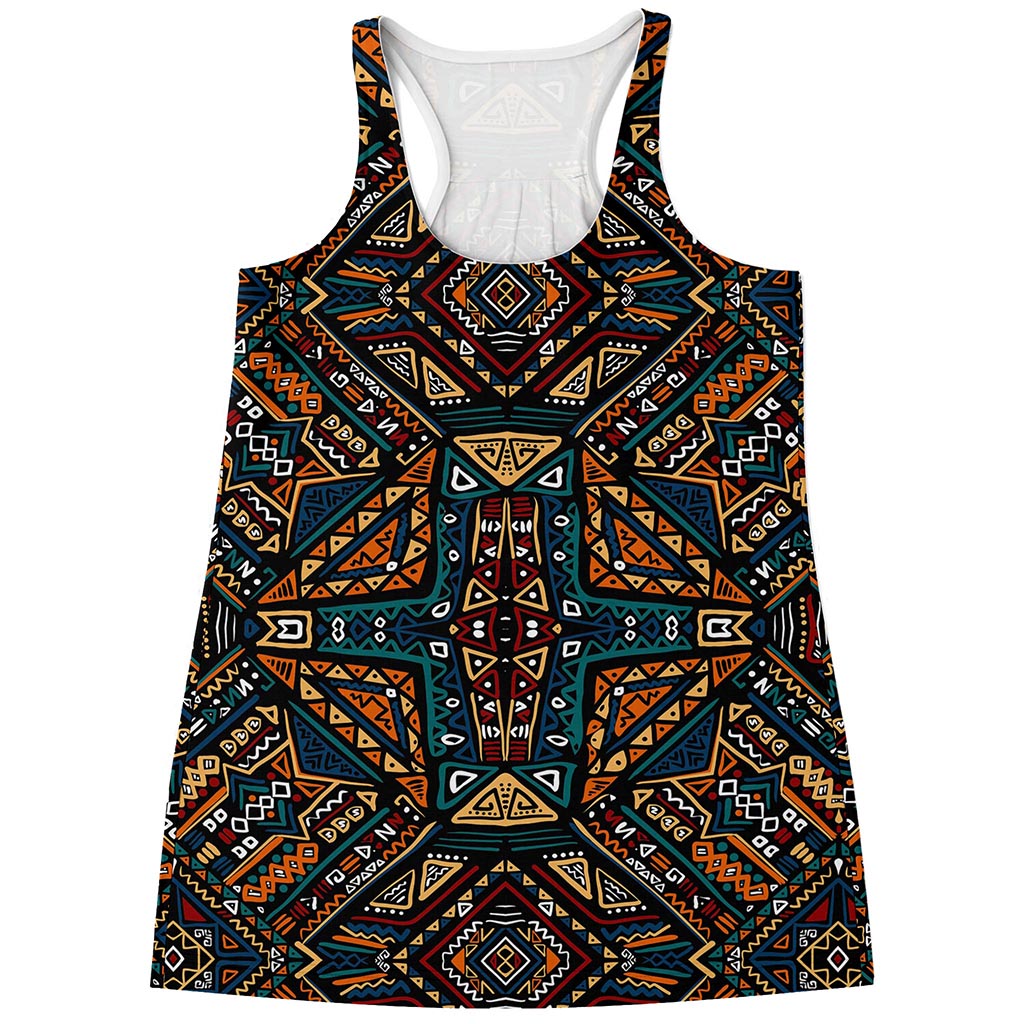 Boho Tribal Aztec Pattern Print Women's Racerback Tank Top