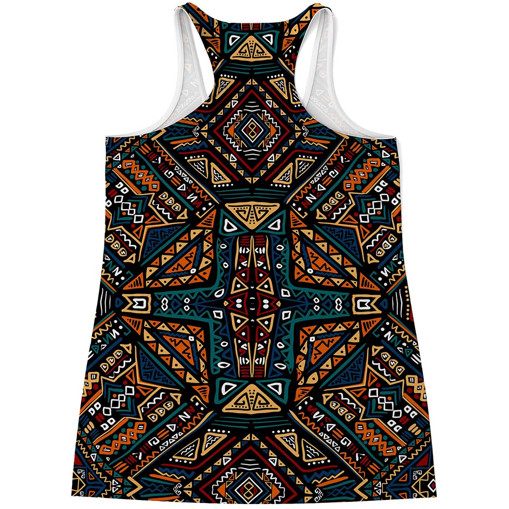 Boho Tribal Aztec Pattern Print Women's Racerback Tank Top