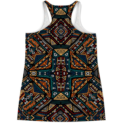 Boho Tribal Aztec Pattern Print Women's Racerback Tank Top
