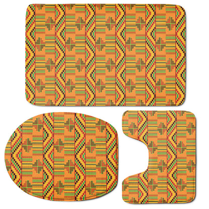 Bonwire Kente Pattern Print 3 Piece Bath Mat Set